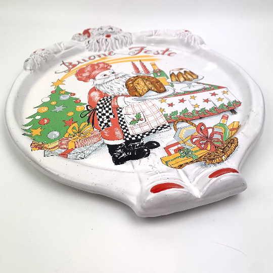 Italian Christmas pannetone platter in the shape of Father Christmas