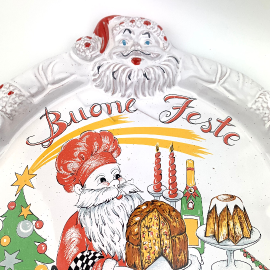 Italian Christmas pannetone platter with Buone Feste