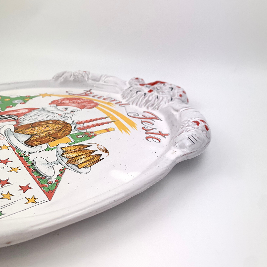 Italian traditional Christmas pannetone platter side view