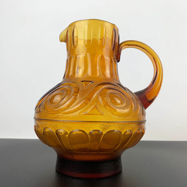 Empoli Italy amber glass jug with swirl pattern