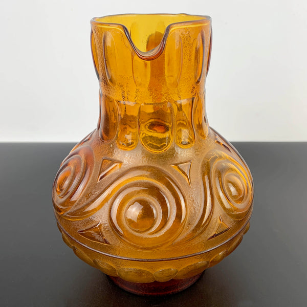 Empoli Italy amber glass jug with swirl pattern