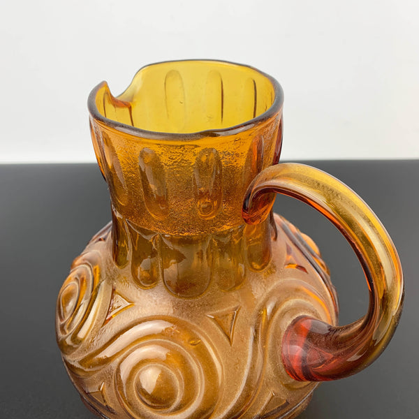 Empoli Italy amber glass jug with swirl pattern