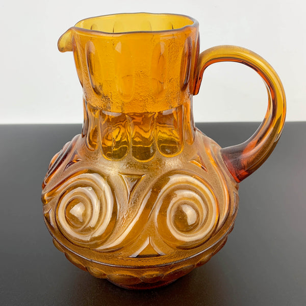 Empoli Italy amber glass jug with swirl pattern