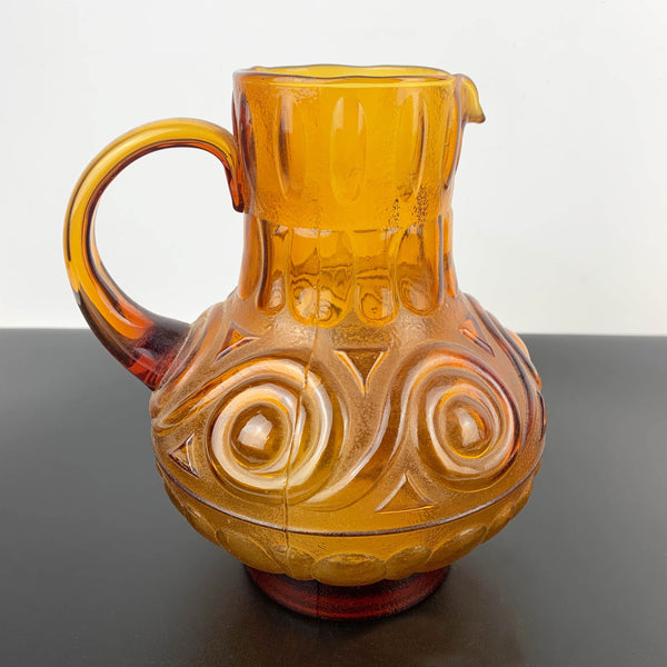 Empoli Italy amber glass jug with swirl pattern