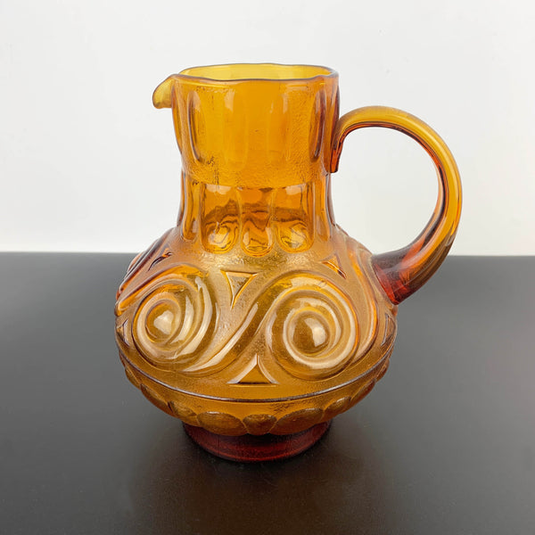 Empoli Italy amber glass jug with swirl pattern