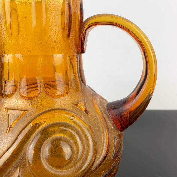 Empoli Italy amber glass jug with swirl pattern