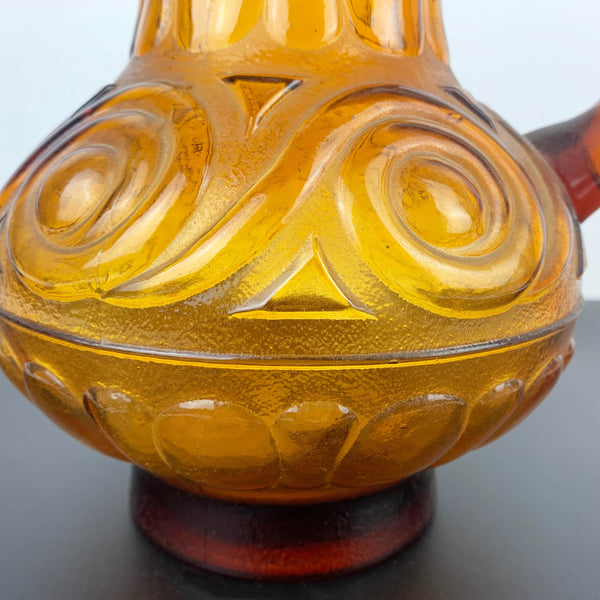 Empoli Italy amber glass jug with swirl pattern