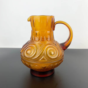 Empoli Italy amber glass jug with swirl pattern