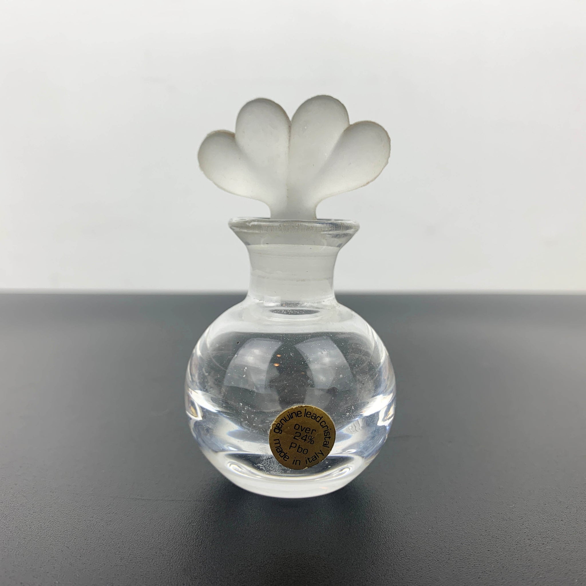 Italian crystal perfume bottle with twin heart stopper