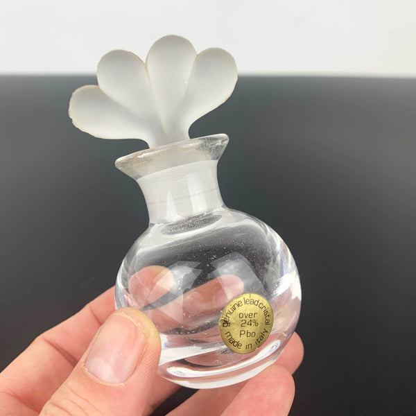 Italian crystal perfume bottle with twin heart stopper