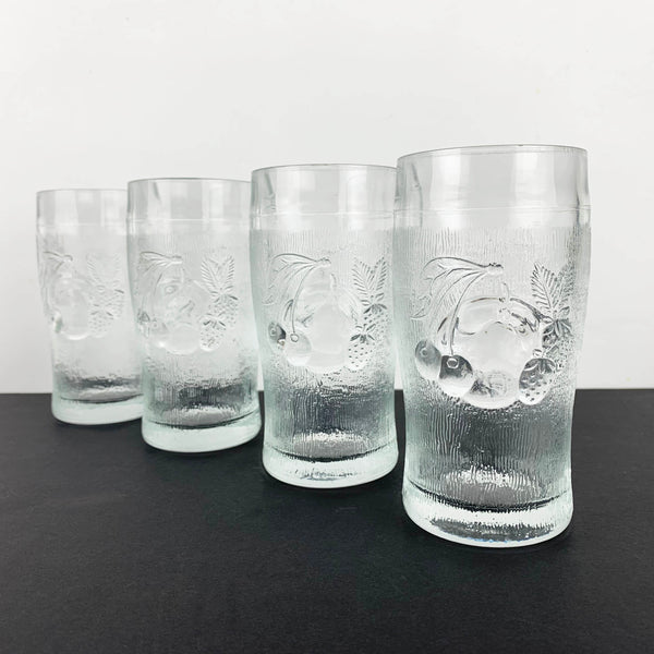 Italian fruit design textured glass tumblers