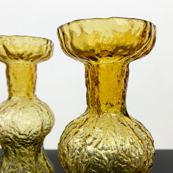 Japanese amber art glass vases - Set of 2