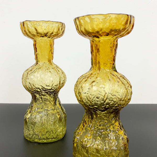 Japanese amber art glass vases - Set of 2