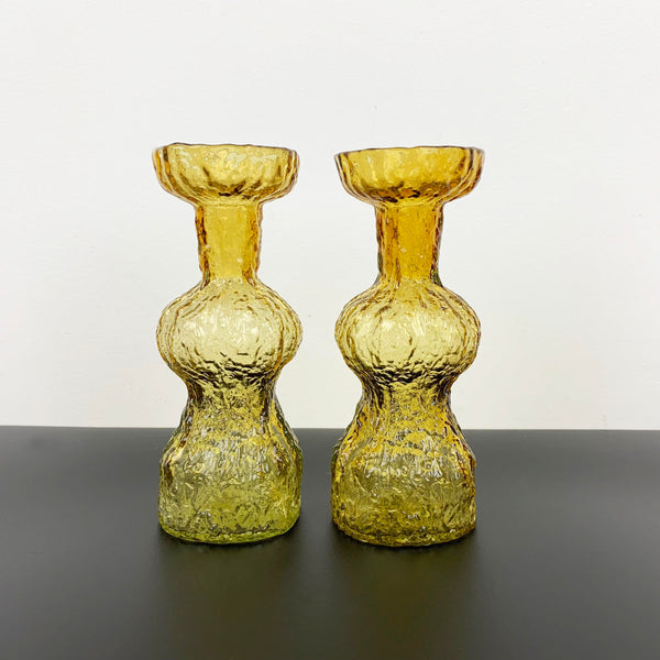 Japanese amber art glass vases - Set of 2