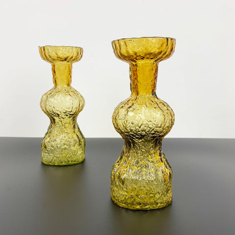 Japanese amber art glass vases - Set of 2