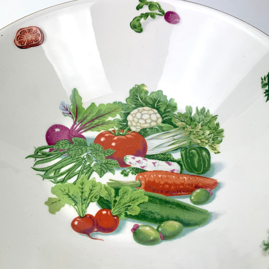 Colourful Vegetable Bowl with Silver Rim