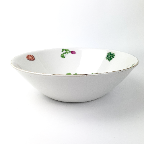 Vegetable Bowl with Silver Rim depth