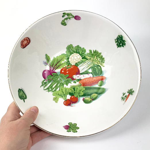 Vegetable Bowl with Silver Rim