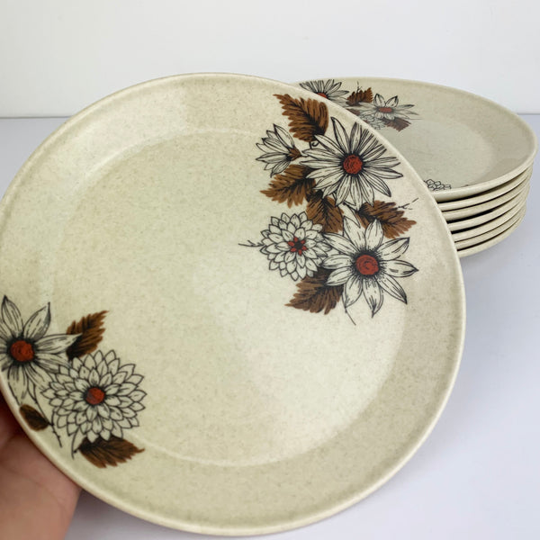 Johnson of Australia 'Russet' plates retro floral pattern