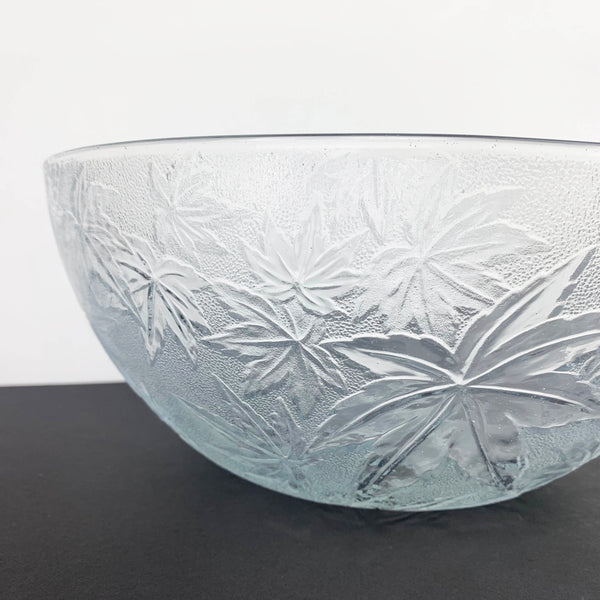 Pressed glass leaf design on bowl