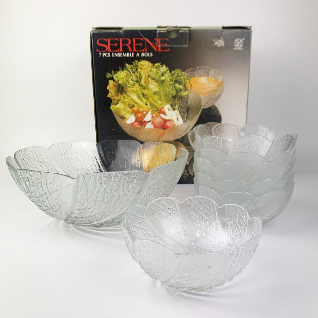 New Arrival 7PCS Glass Salad Bowl Set Big Fruit Bowl with Small