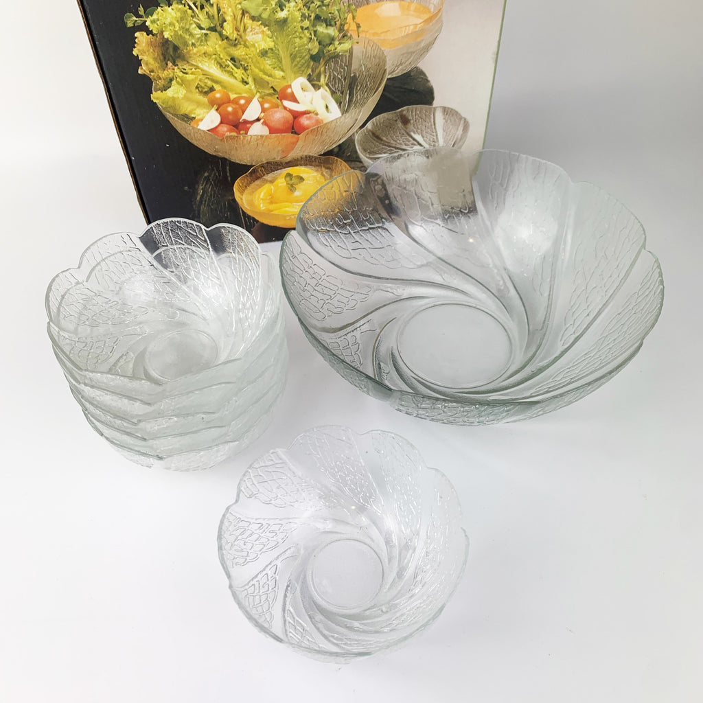 Textured Glass Salad Decorative Bowls Tableware Home Accessories