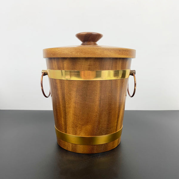 Retro teak ice bucket with original tongs