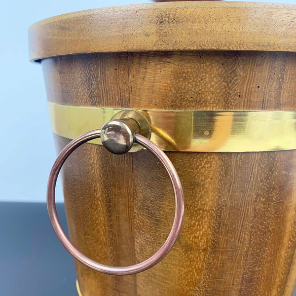 Retro teak ice bucket with original tongs