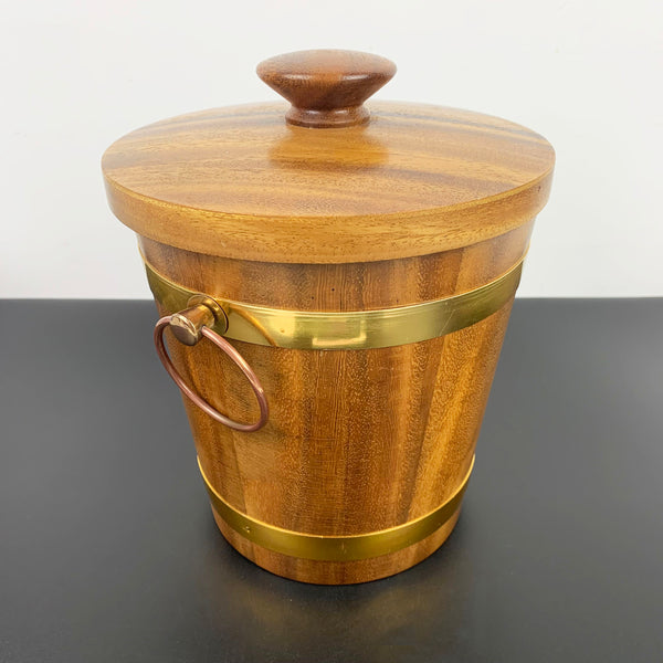 Retro teak ice bucket with original tongs