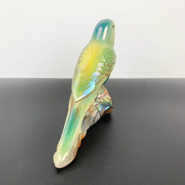 Lustre ceramic budgerigar figurine by Keele St Pottery, England