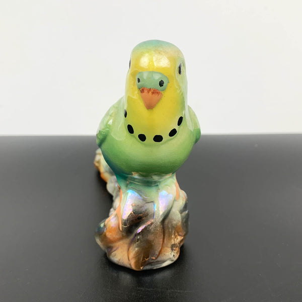 Lustre ceramic budgerigar figurine by Keele St Pottery, England