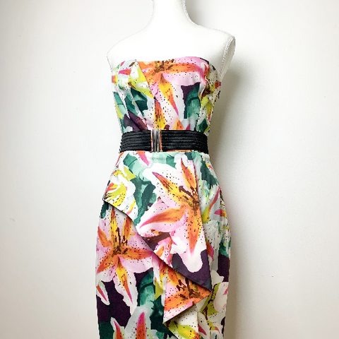 Karen Millen tropical floral strapless dress