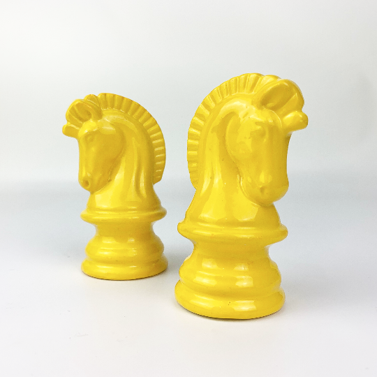 Knight salt and pepper shakers in bright yellow