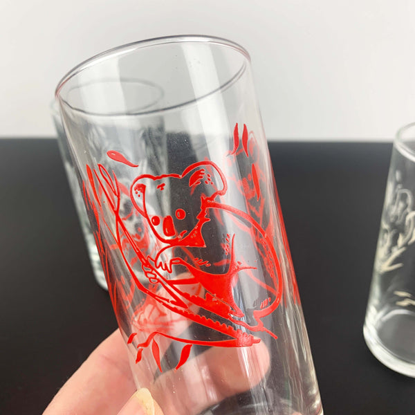 Pyro Label promotional koala and kookaburra glasses - Set of 5