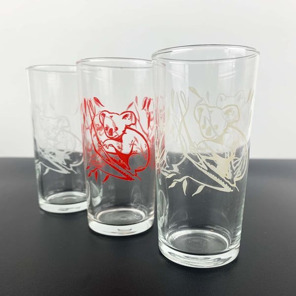 Pyro Label promotional koala and kookaburra glasses - Set of 5