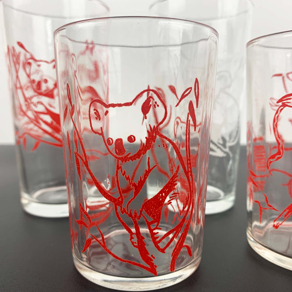 Pyro Label promotional koala and kookaburra glasses - Set of 5