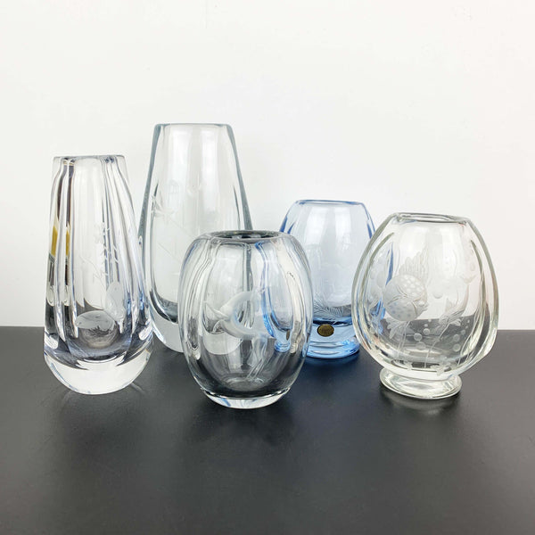 Kosta Sweden mid century art glass vases