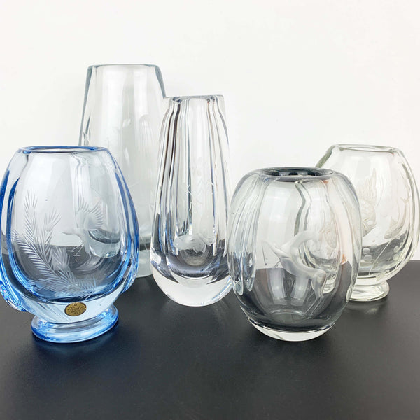 Kosta Sweden mid century art glass vases, sold separately