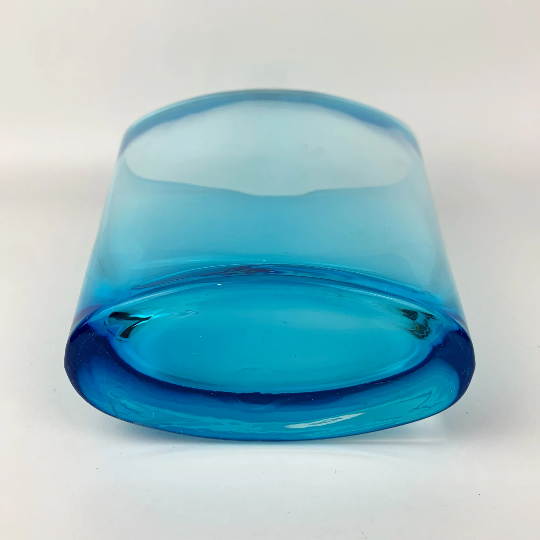 Large aqua blue elliptical vase