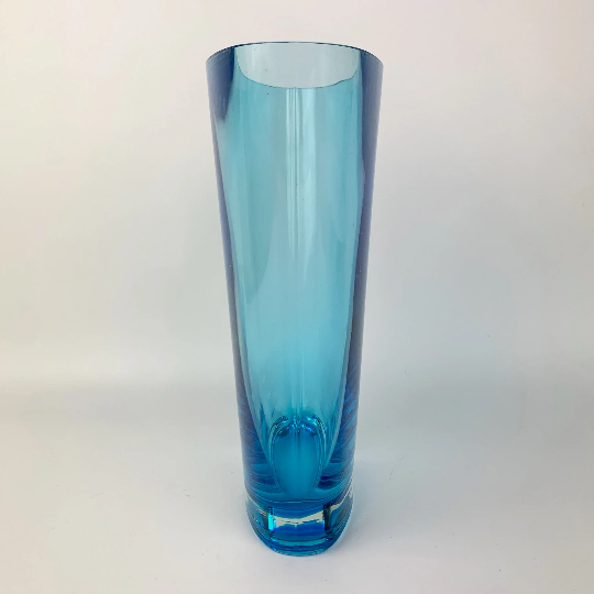 Large aqua blue elliptical vase