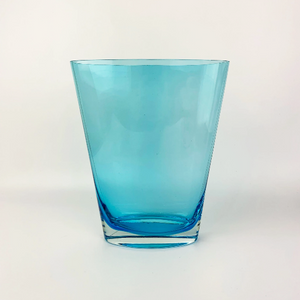 Large aqua blue elliptical vase