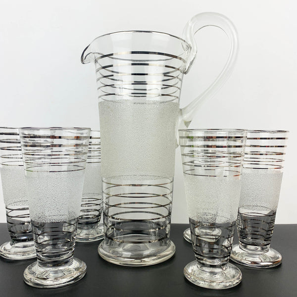 Mid century silver and white lemonade and cocktail set