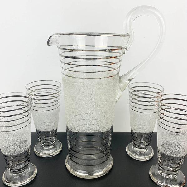 Mid century silver and white lemonade and cocktail set