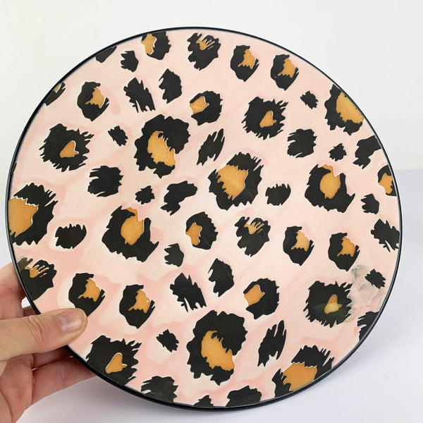 Decorative Ceramic Leopard Plate in black and pink