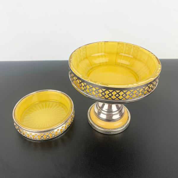 Lewbury Australia rare yellow compote and butter dish - Set of 2