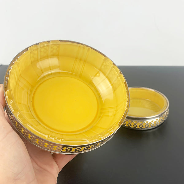 Lewbury Australia rare yellow compote and butter dish - Set of 2