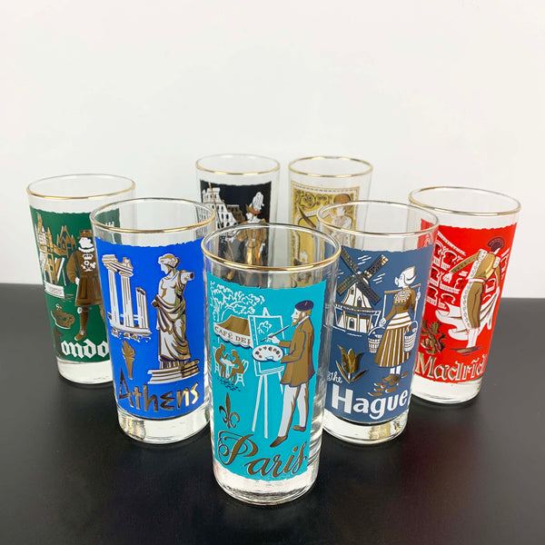 Libbey Glass 'Cities of the World' collectible highball/tumblers - Set of 7