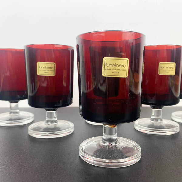 Luminarc France 'Cavalier' ruby small wine glasses - Set of 6