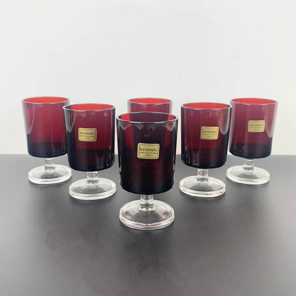 Luminarc France 'Cavalier' ruby small wine glasses - Set of 6