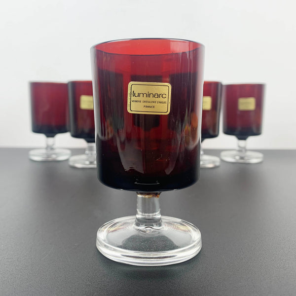 Luminarc France 'Cavalier' ruby small wine glasses - Set of 6